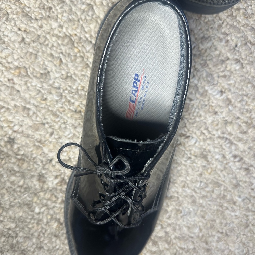 CAPPS Air-Lite Men’s by 8.5 Black Patent Leather Dress Shoes Oxford Uniform USA - Picture 4 of 5